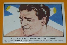 CHROMO 1950 CHOCOLAT L'UNION LYON BOXE MARCEL CERDAN FRANCE BOXING POIDS MOYENS