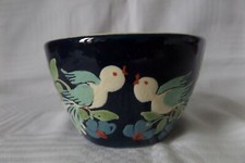 GRANDE TASSE TERRE CUITE EMAILLEE PEINTE POTERIE SOUFFLENHEIM DECOR à L'OISEAU