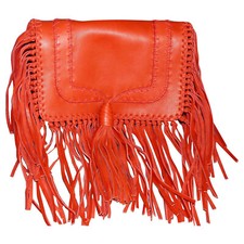 Sac BAHIA en cuir rouge avec franges BA&SH Neuf sans étiquette