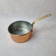 Petite Casserole en Cuivre Étamé à Manche Doré