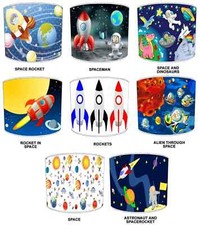 Abat-Jour De Lampe De Table Spaceman Pour Enfants Avec Des Vaisseaux Spatiaux