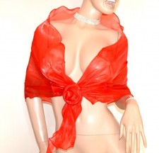 Maxi étole foulard ROUGE femme châle écharpe ondulé cérémonie élégant scarf UF5