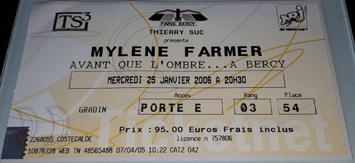 Mylene farmer billet ticket - mylene,