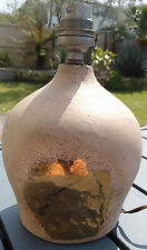 Pied de Lampe céramique Design 1950 décor feuille d'or signé  Gerfaux