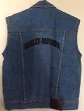 HARLEY DAVIDSON ELECTRAGLIDE Denim SEWN Spellout Mens Jean Vest Jacket SMALL EU