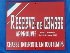 SUPERBE RARE TOP ! PLAQUE ANCIENNE Old plate - RESERVE DE CHASSE