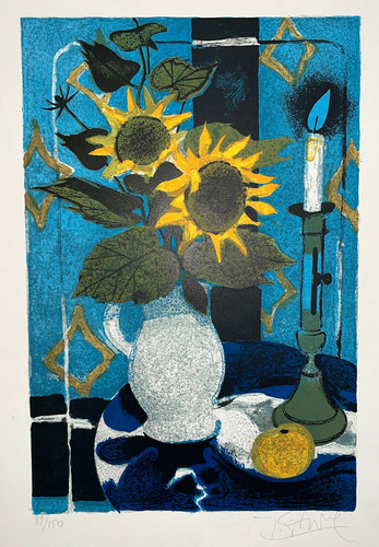 Vase tournesols lithographie - vase,