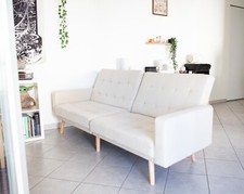 Canapé droit scandinave - 3 places - Beige