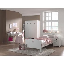Pack - Lit Enfant, Chevet, Armoire & Bureau "Amori" Blanc