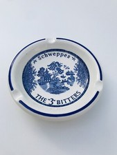 Ancien cendrier publicitaire Schweppes The 3 Bitters Faïence Gien Estampillé