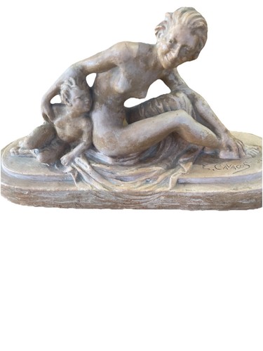 Terre cuite sculpture - cuite, signée