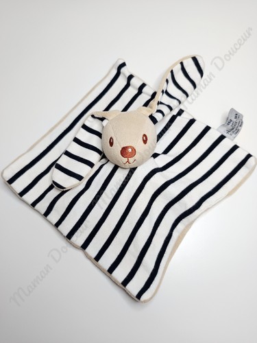 Doudou plat carré lapin yeux - doudou,