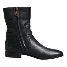 Bottes Mi-Mollet En Cuir Noir