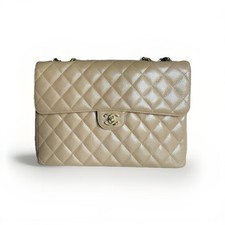 SAC CHANEL SINGLE FLAP JUMBO BEIGE - RARE ET EXCELLENT ÉTAT