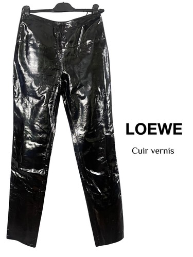 Pantalon cuir verni loewe - cuir,