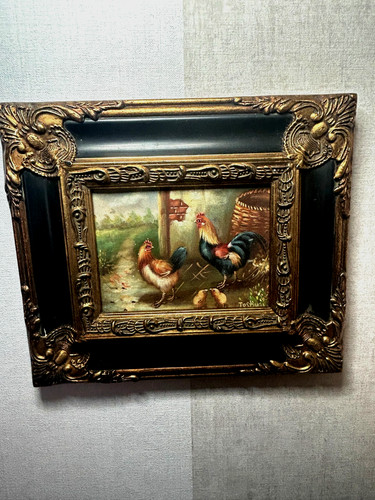 Tableau ancien signé scène - tableau,