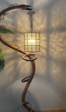 Lanterne de couloir ronde époque milieu XXe en verre, métal et étain