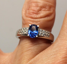 Bague en Argent Massif 925 Saphir de Synthèse et Zircons T.54 NEUF (N)