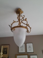 Lustre Ancien Bronze Et Verre