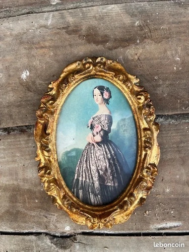 Cadre doré oval - , vintage