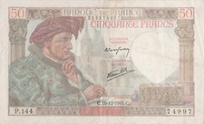 BILLET 50 FRANCS 1941 JACQUES