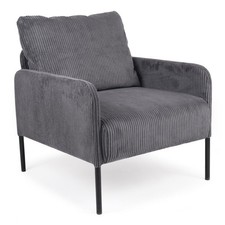 Fauteuil en Velours Côtelé "Safia" 85cm Gris Foncé