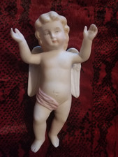 ANCIEN PETIT ANGE PUTTI CHERUBIN BENITIER EN BISCUIT EPOQUE 19 EME