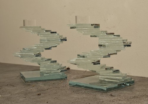 Paire bougeoirs sculpture - paire,
