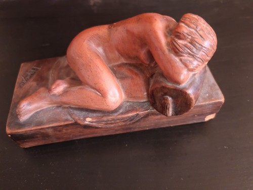 Signée trinque terre cuite - signée, f