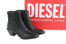 Bottes Femme D-Texanne DIESEL EU39 Cuir Noir Amande Cheville RRP290