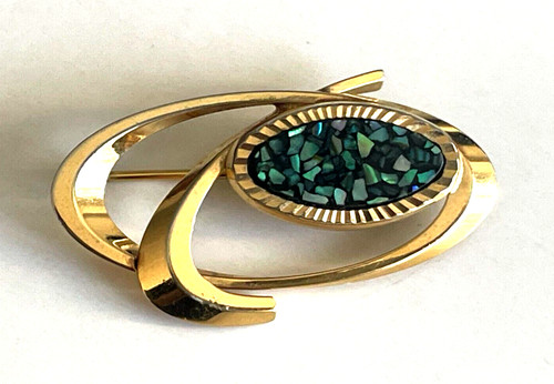 Broche vintage double ovale - broche,