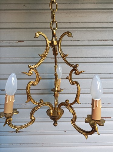 Petit lustre cage bronze 3 - lustre,