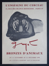 Lucien GUYOT Affiche originale 1970 Lithographie Exposition Bronze animaux fauve