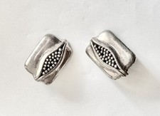 Vintage Sidney Carron Paris Silver Clip On Earrings Bijoux Signed