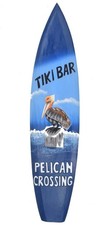 Tiki Bar Décor Surfboard 100Cm À Suspendre Motif Pélican