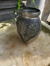 Ancien petit vase etain marguerite signé noel  collet