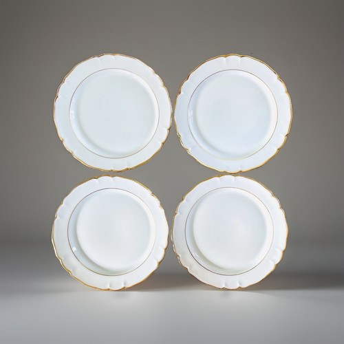 Assiettes plates blanc or - blanc,