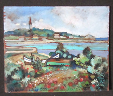 VERDILHAN ANDRE 1881 - 1963 huile / panneau PAYSAGE BORD DE MER 57  x 47 ,5