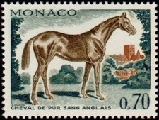 MONACO N° 836 "CHEVAUX DE SANS, PUR SANG ANGLAIS 70 C" NEUF xx TTB