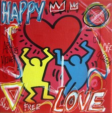 SPACO signed LOVE KEITH tableau POP street ART PAINT canva FRENCH haring USA
