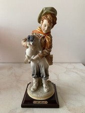 Vintage Bruno Merli Capodimonte Figurines. Boy Holding a Dog