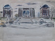 Albert Lepreux (1868-1959) (62) - aquarelle - Paris (démolition du Trocadéro)