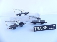 366 / MARKLIN METAL HO 3 WAGONS GRUE 10T TONNES A ESSIEUX  / KRANWAGEN