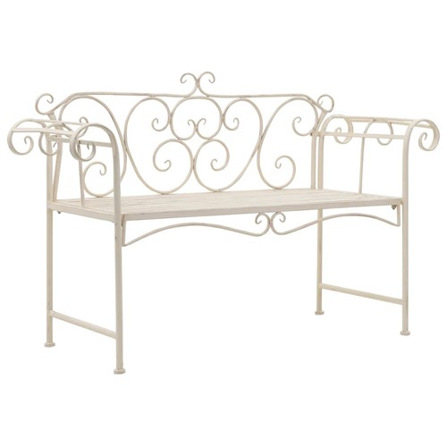 Banc métal brun dossier - banc, en
