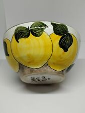 Grand Bol Vintage Décor Fruits Céramique Signé Collection Vaisselle