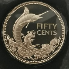 50 CENTS ARGENT BAHAMAS 1975 PROOF / SCELLE ISSU DU COFFRET / SILVER