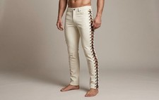 Pantalon en cuir de moto blanc