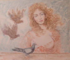 Tableau Peinture À Technique De Mixte Pop Art Visage Femme Onirico Métaphysicien