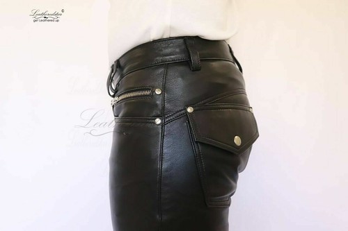 Pantalon jeans cuir noir - jeans,