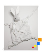Doudou Plat Lapin Blanc Gris Plume Attache Tétine Tendres Et Douces - Kaloo 2016